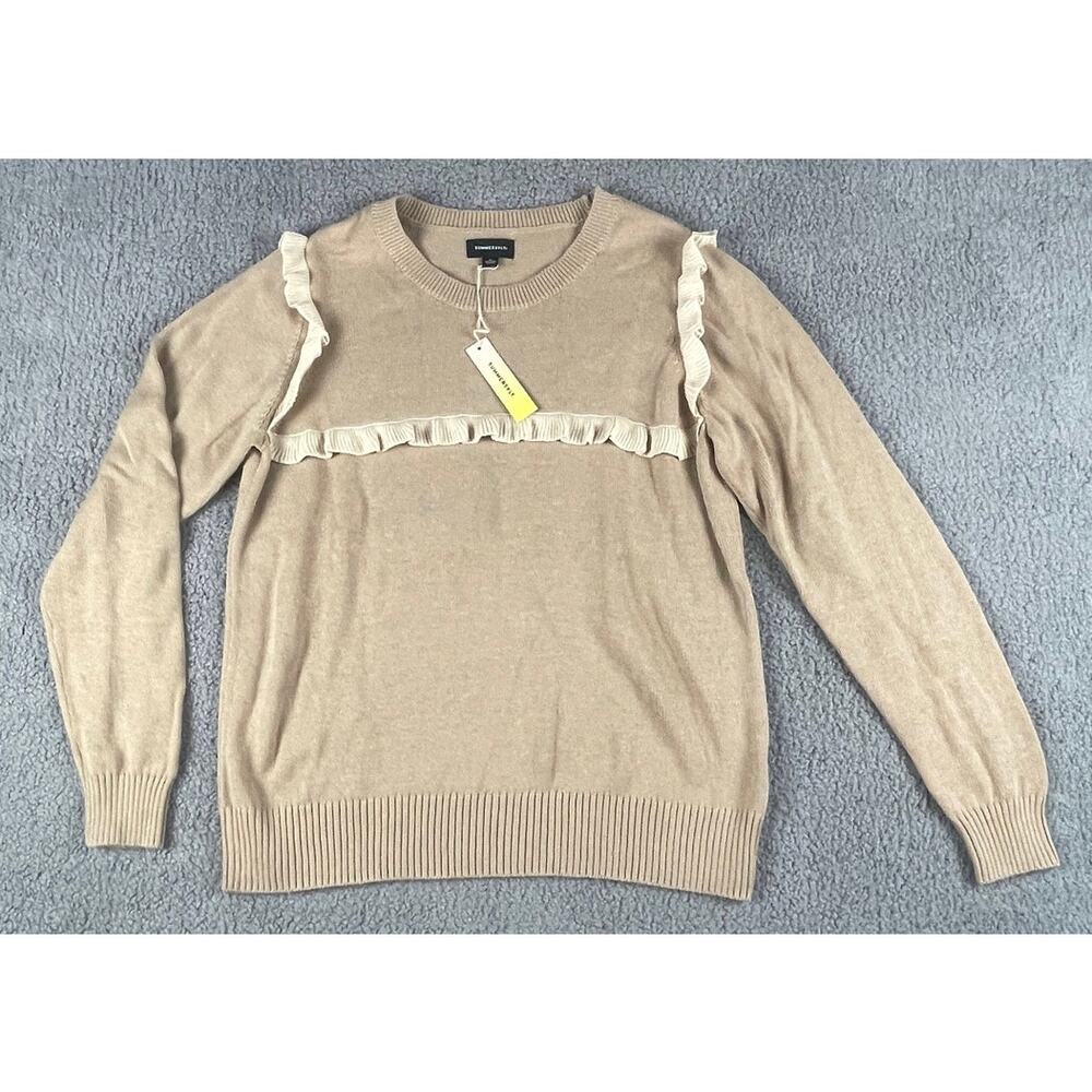 Summersalt Women's XL Moonlight Beige The Year-Round Crewneck Ruffle Sweater